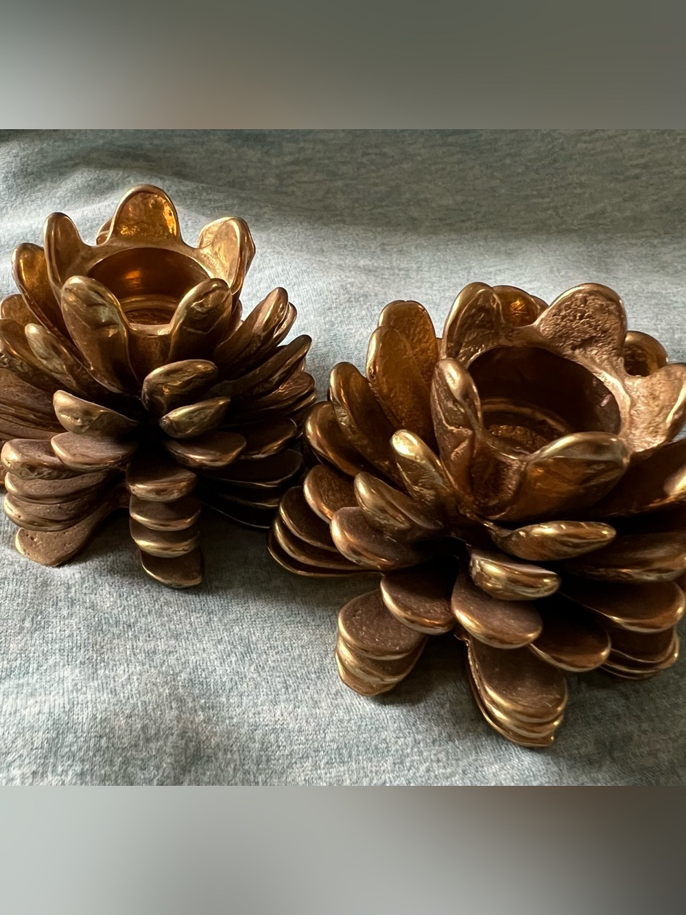 Vintage Brass Pinecone Candle Holders.